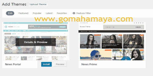 Install WordPress theme and previews