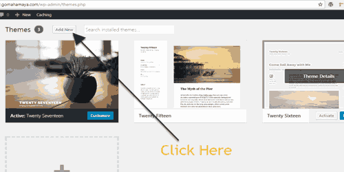 WordPress DashBoard Add new themes