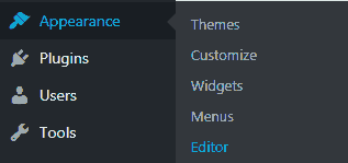 appearence and editor option in WordPress