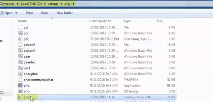 php folder highlighted