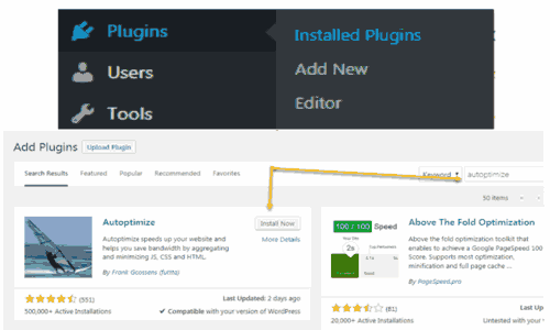 Autoptimize plugin installtion