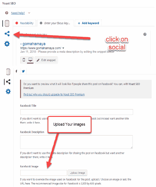 Yoast facebook social tab setting