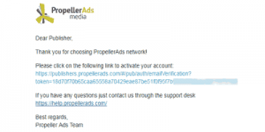 propellerads signup email account confirm