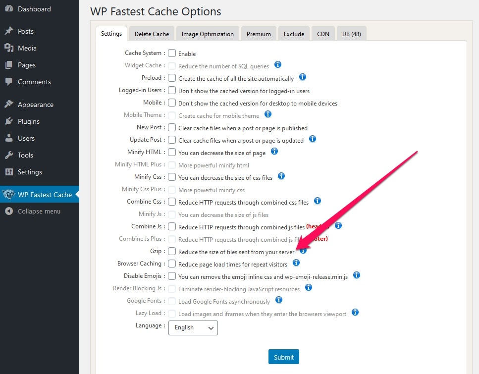 wp fastest cache enable gzip compression