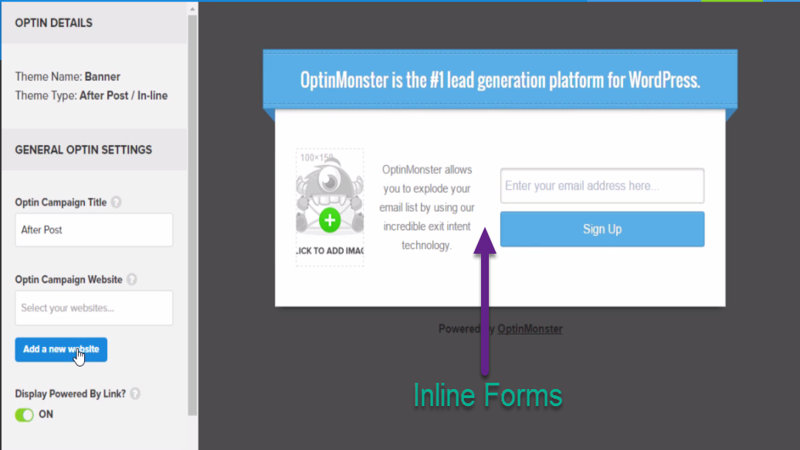 Inline Forms optinmonster