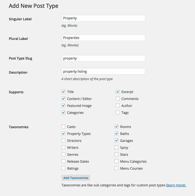 Post Type Builder setting