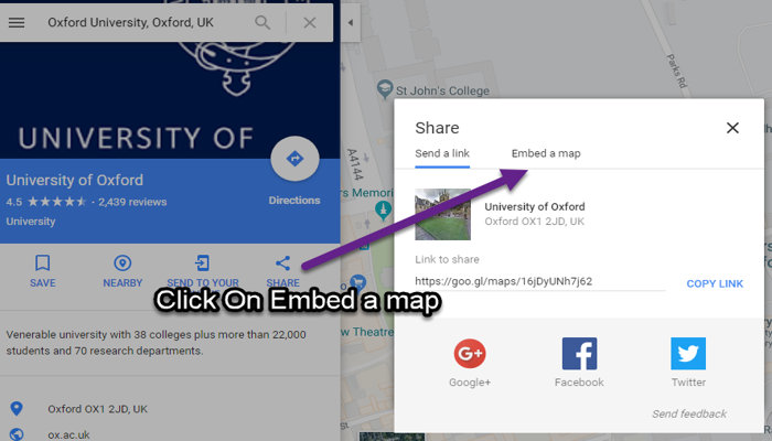 Steps To embed a google map