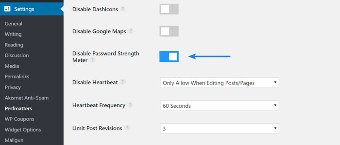 disable password strength meter wordpress