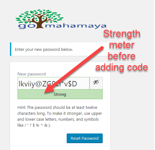 password strenth meter on wp-login page WordPress