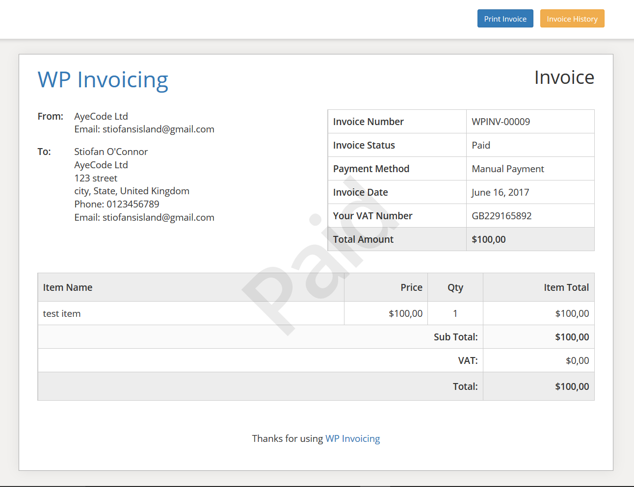 Invoicing_Invoice Plugin_Screenshot