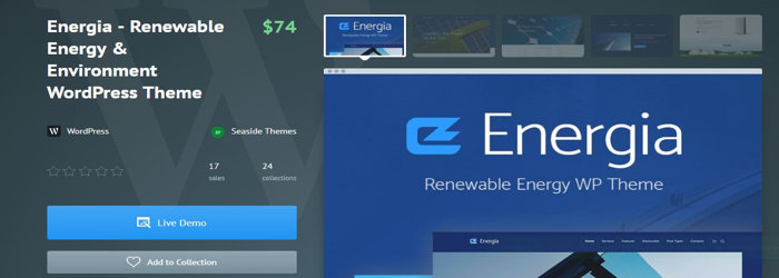 Energia - Renewable Energy & Environment WordPress Theme