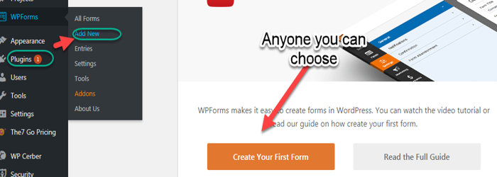 wpforms plugin add new forms