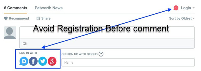 Avoid registration for making comment