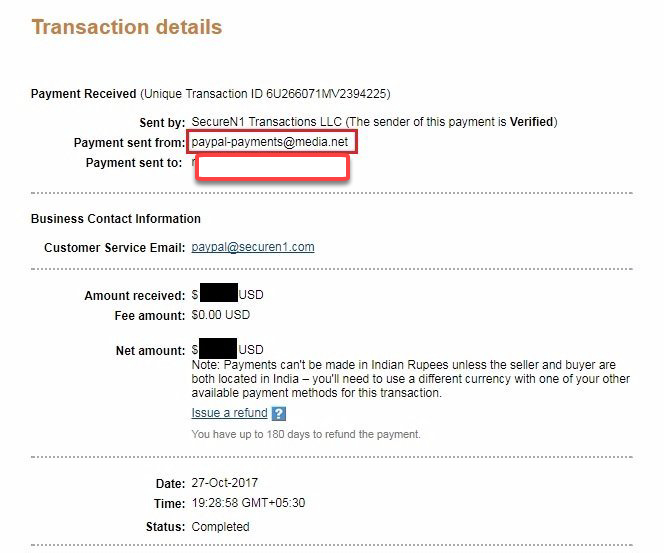 Media net Payment Proof