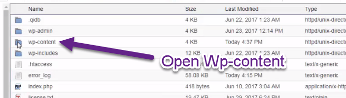 open wp-content