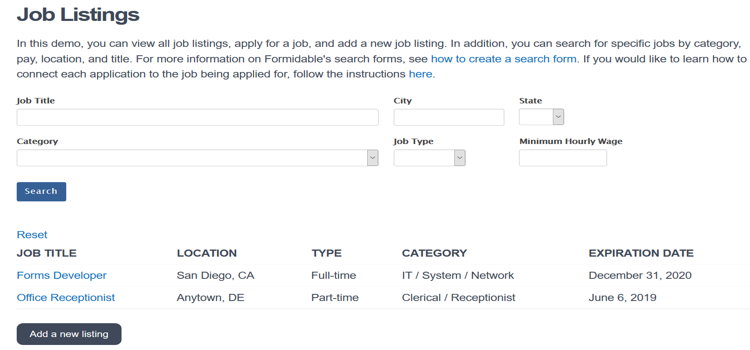 Job Listings