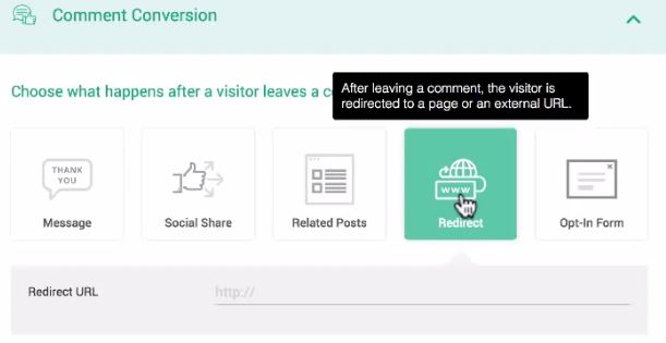 Thrive comment setting redirect to any page