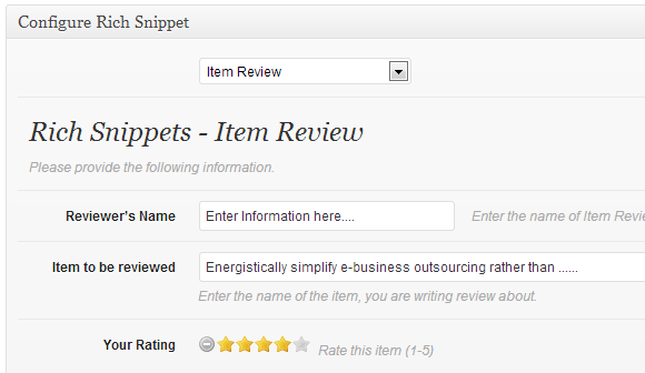 rich snippets item review
