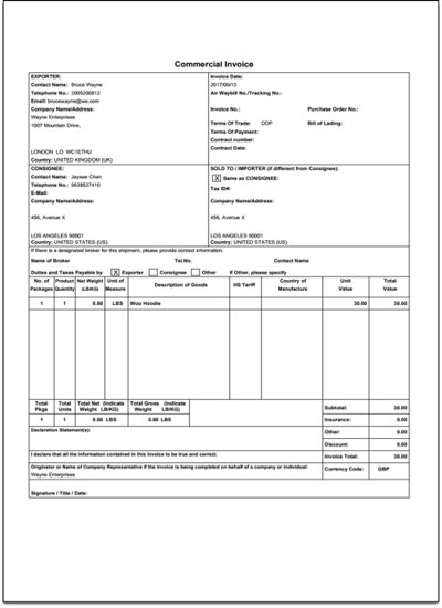 ELEX WooCommerce DHL Express Commercial Invoice