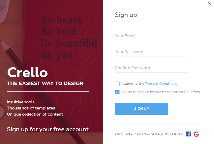 crello signup