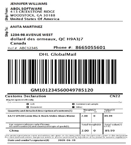 dhl sample woocommerce label print