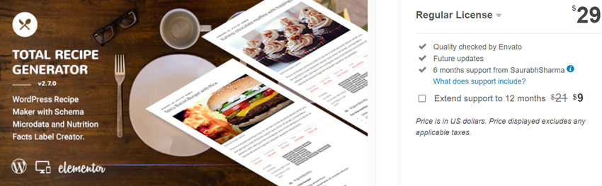 Total Recipe Generator - WordPress Recipe Maker with Schema and Nutrition Facts (Elementor addon)