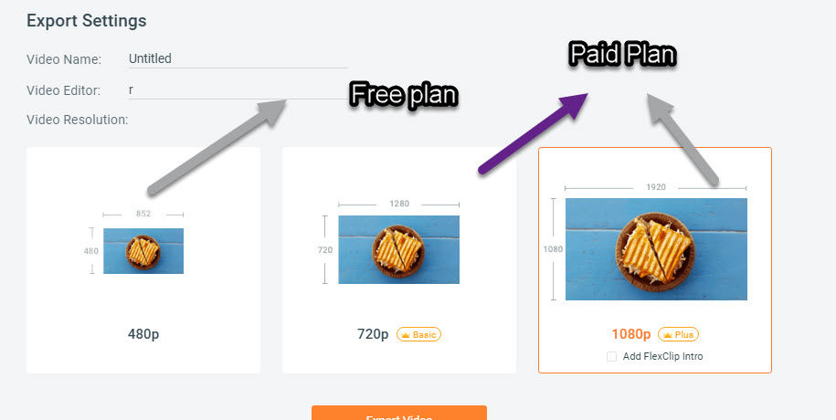 Flexclip Export setting 