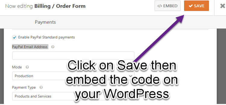 save and embed contact of wpfroms plugins