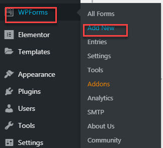 wpforms add new forms steps