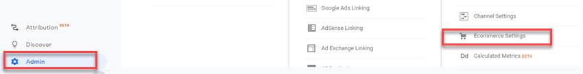 ecommerce setting in google analytics