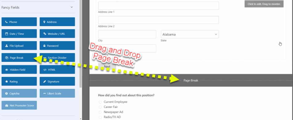 Drag and Drop Page Break