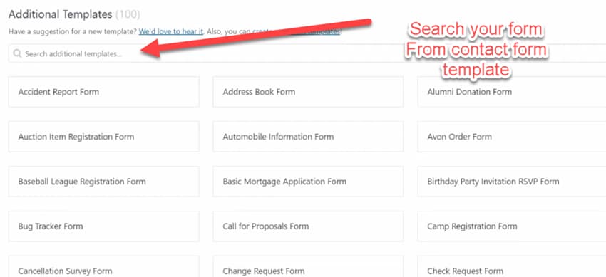 Search your form From contact form template