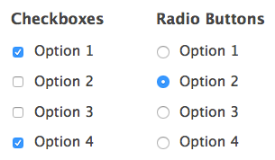 checkboxes and radio buttons