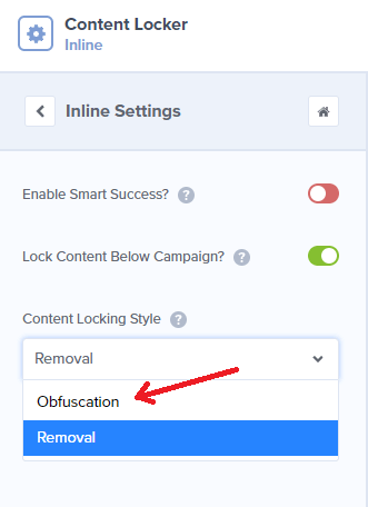 Select your preferred content locking style remove or obfuscation