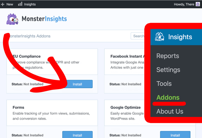 install monsterinsights eu compliance addon