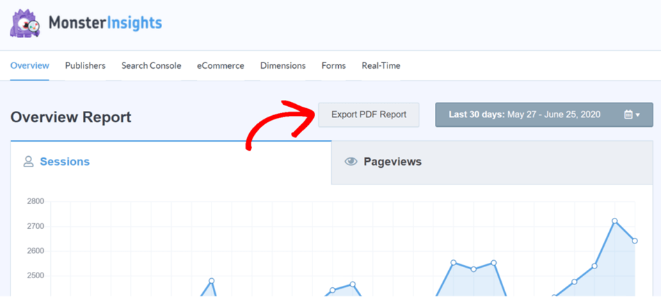 monsterinsights export google analytic report pdf