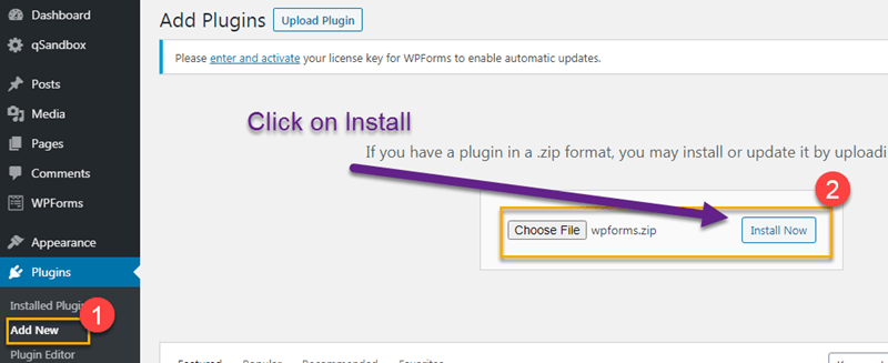 Install plugin steps