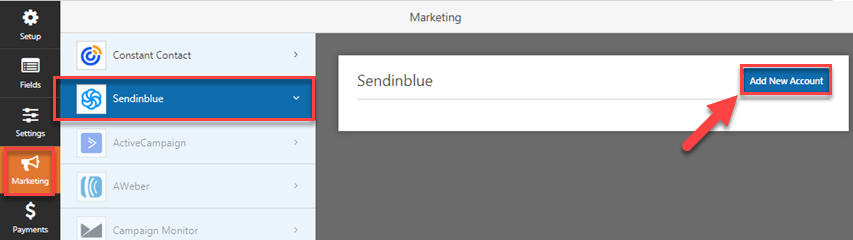 SENDINBLUE ADD NEW CONNECTION