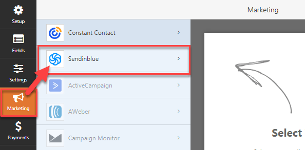 WPFORMS MARKETING SENDINBLUE SETTINGS