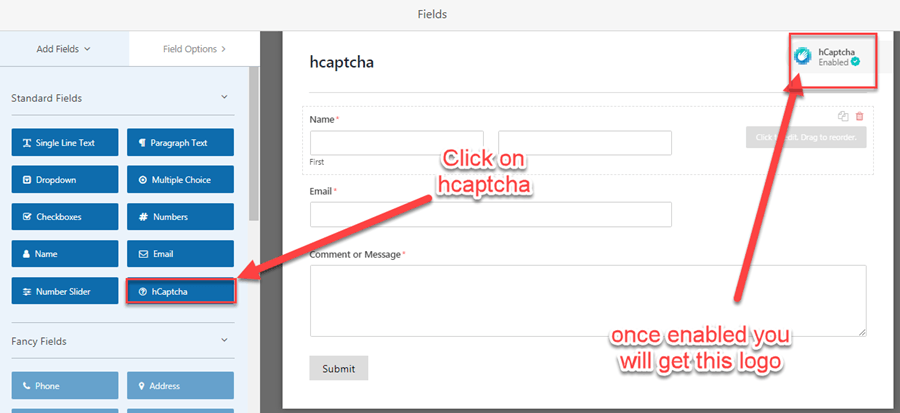 adding hCaptcha to WPForms