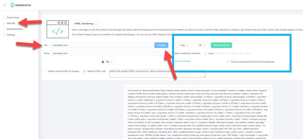 Hexowatch HTML monitoring