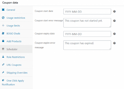 oupon data scheduler settings