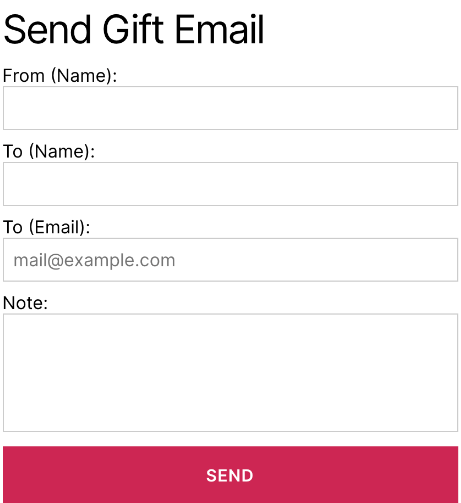 sending gift email settings