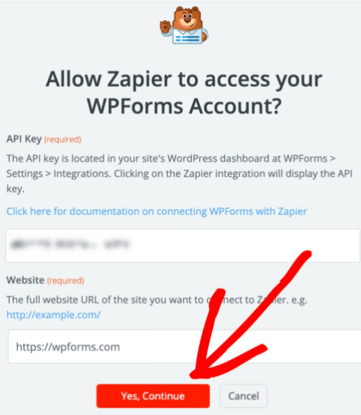 Allow Zapier to access your WPForms Account