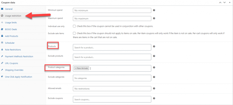 Coupon Data Usage Restrictions