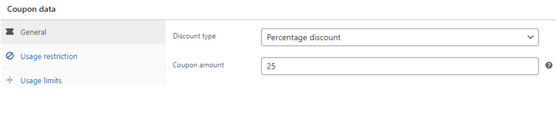 Coupon data general settings discount types