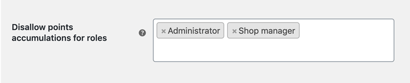 Disallow points accumalations for roles limit user roles