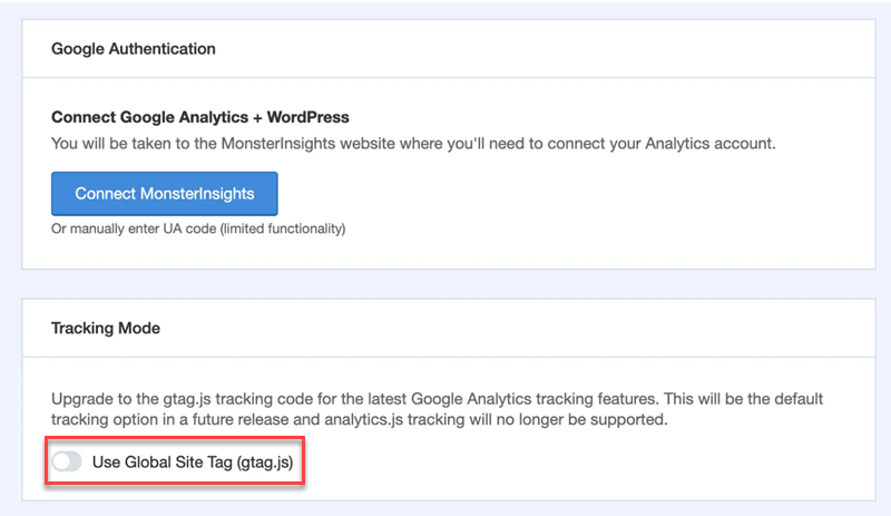 Google authenitication Tracking Mode Use Global Site Tag (gtag.js) (1)