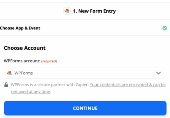 New Form Entry choose WPForms Account