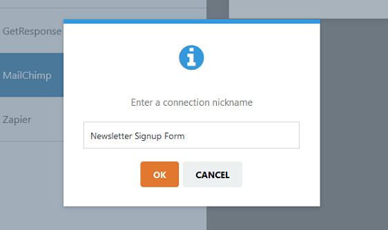 Newsletter Signup Form Connection Name